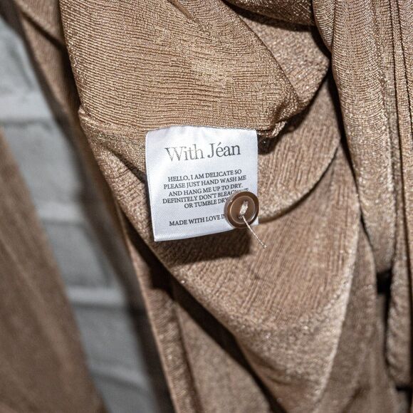 With Jean Women's Andy Dress in Latte brown button ruched size Small - Picture 7 of 10